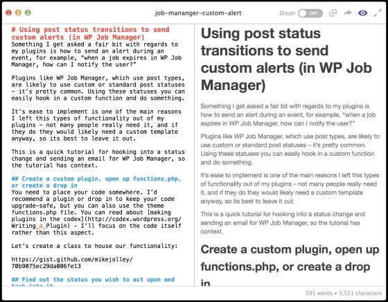 I love the split preview in MarkDrop
